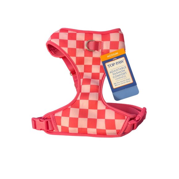 Top-Paw Pink Checkered Adjustable Fashion Comfort Dog Harness Size Medium NWT - Picture 1 of 5